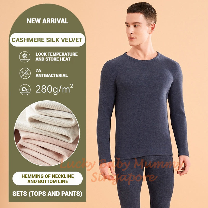 Cashmere Silk Thermal Winter Wear Set/Thermal Top and Long Pants/Winter Base Layer Shirt/Women's and Mens' Set