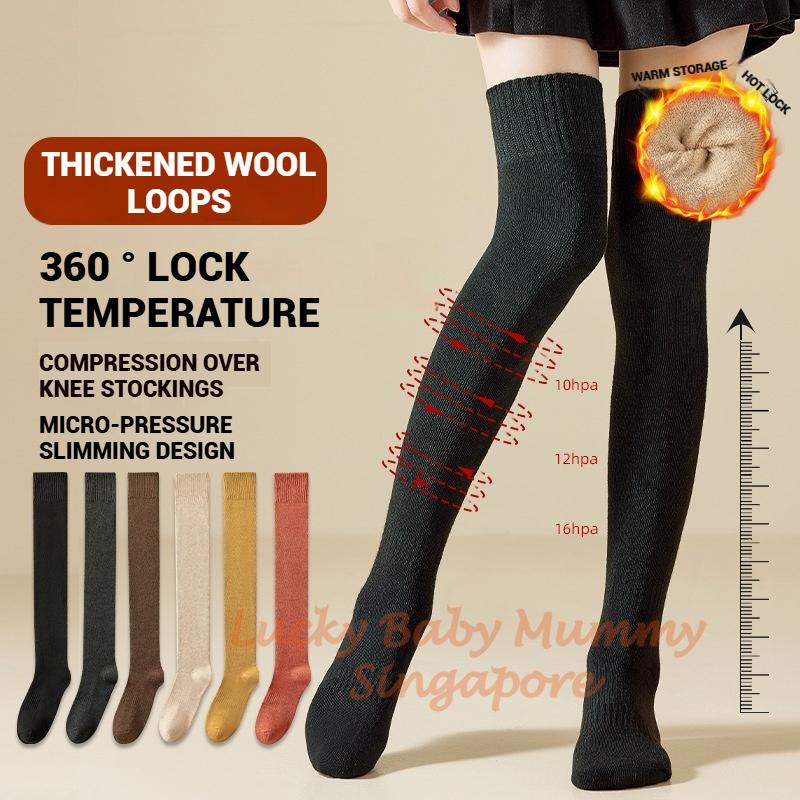 Autumn And Winter Thickened Over-the-knee Socks/Fleece-lined Warm Socks For Women/Non-Slip Stockings