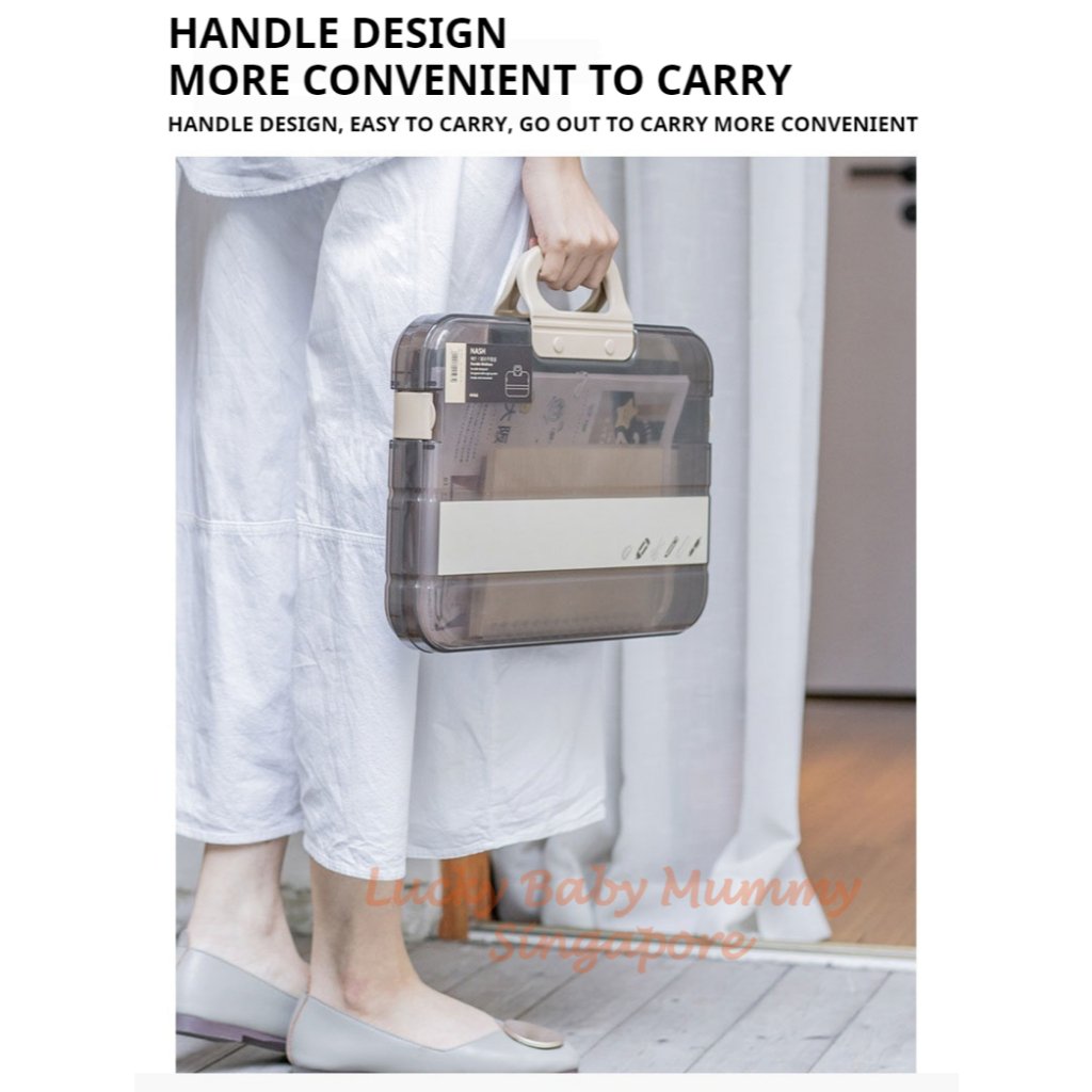 Portable Document Box / Documents Stationery Storage Case / A4 Folder With Lock Handle / File Organiser