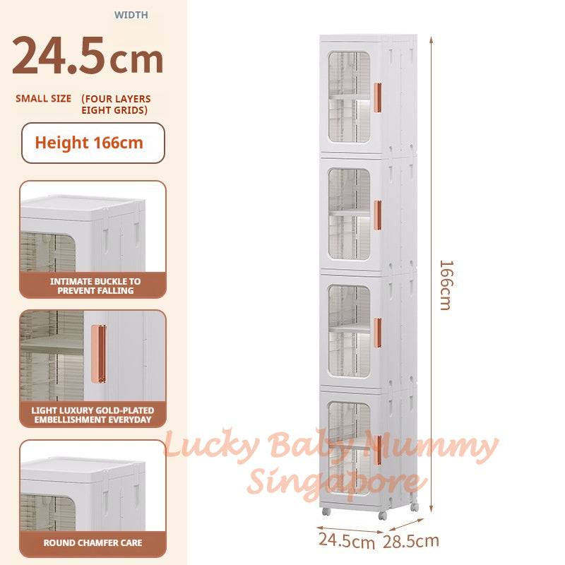 Narrow Slot Foldable Cabinet/Plastic Storage Drawers/Home Organizer/Stackable Transparent Storage Rack