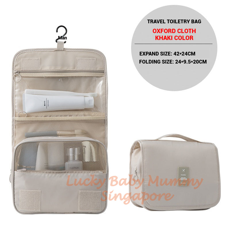 Travel Toiletry Bag / Foldable Cosmetic Bags / Makeup Storage Bag / Large Capacity Toiletries Hangbag