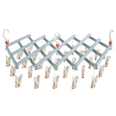 29 Clips Foldable Windproof Clothes Drying Plastic Rack / Plastic Sock Clips / Multi Clamp Clips Hanger