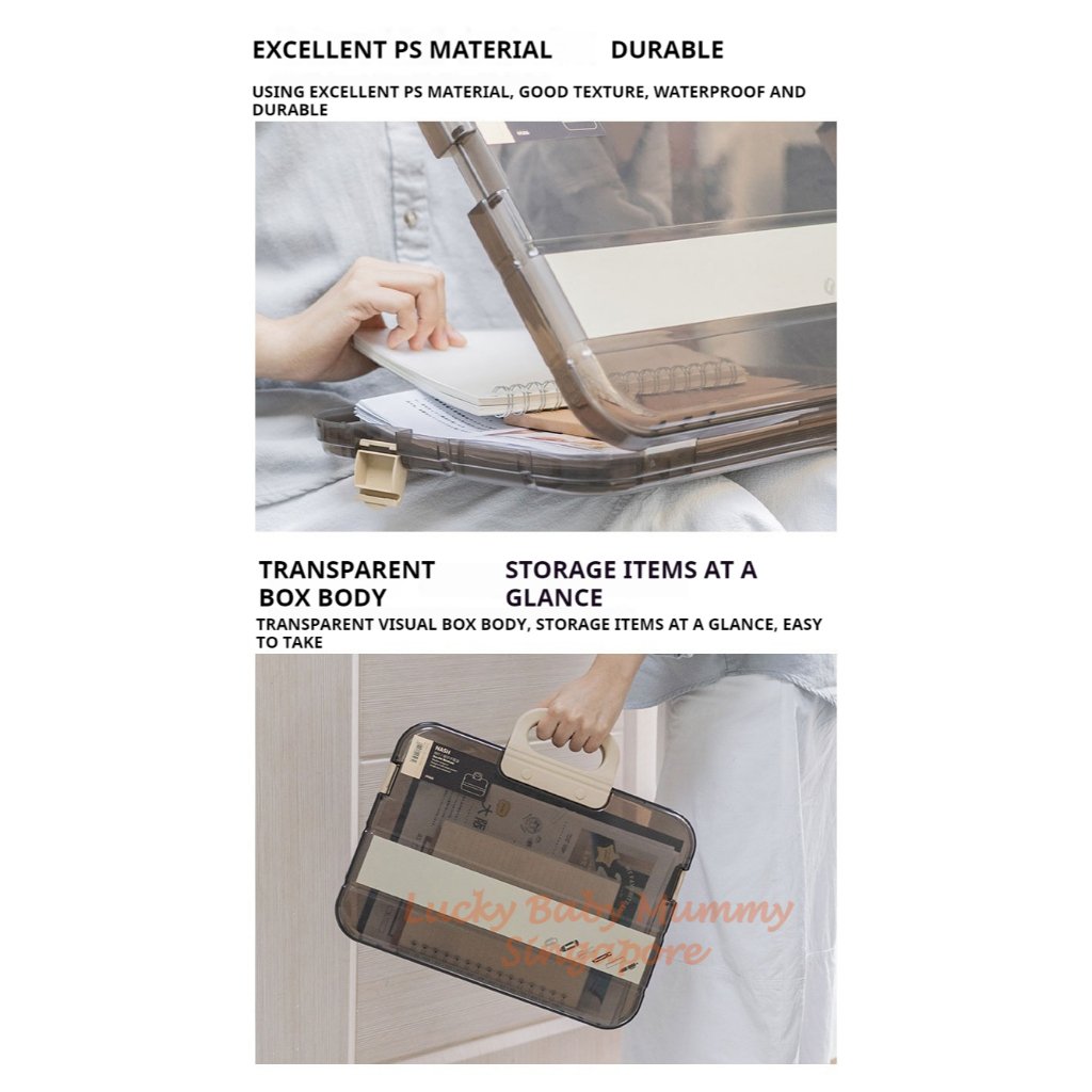 Portable Document Box / Documents Stationery Storage Case / A4 Folder With Lock Handle / File Organiser