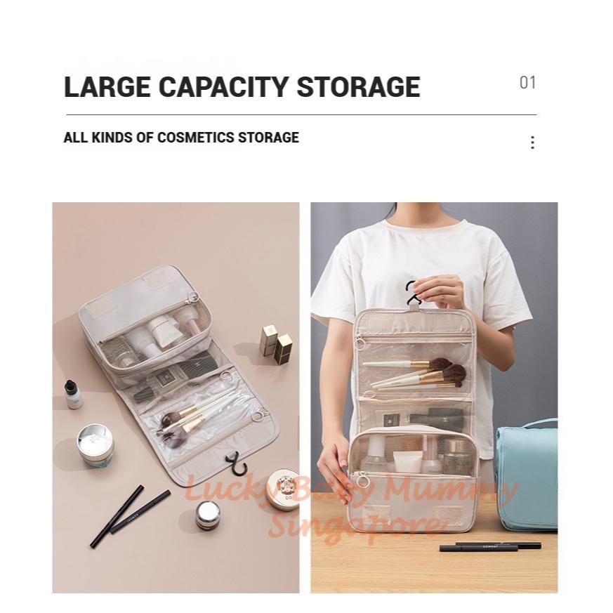 Travel Toiletry Bag / Foldable Cosmetic Bags / Makeup Storage Bag / Large Capacity Toiletries Hangbag