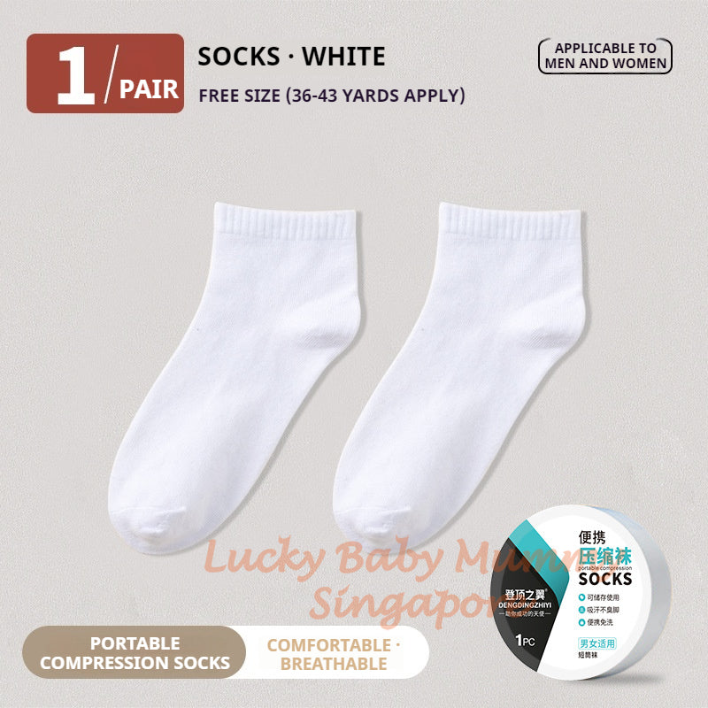 Portable Compression Socks/One-Time-Use Thin Cotton Disposable Sock/For Travel Portable Socks/Sweat-Absorbing Socks