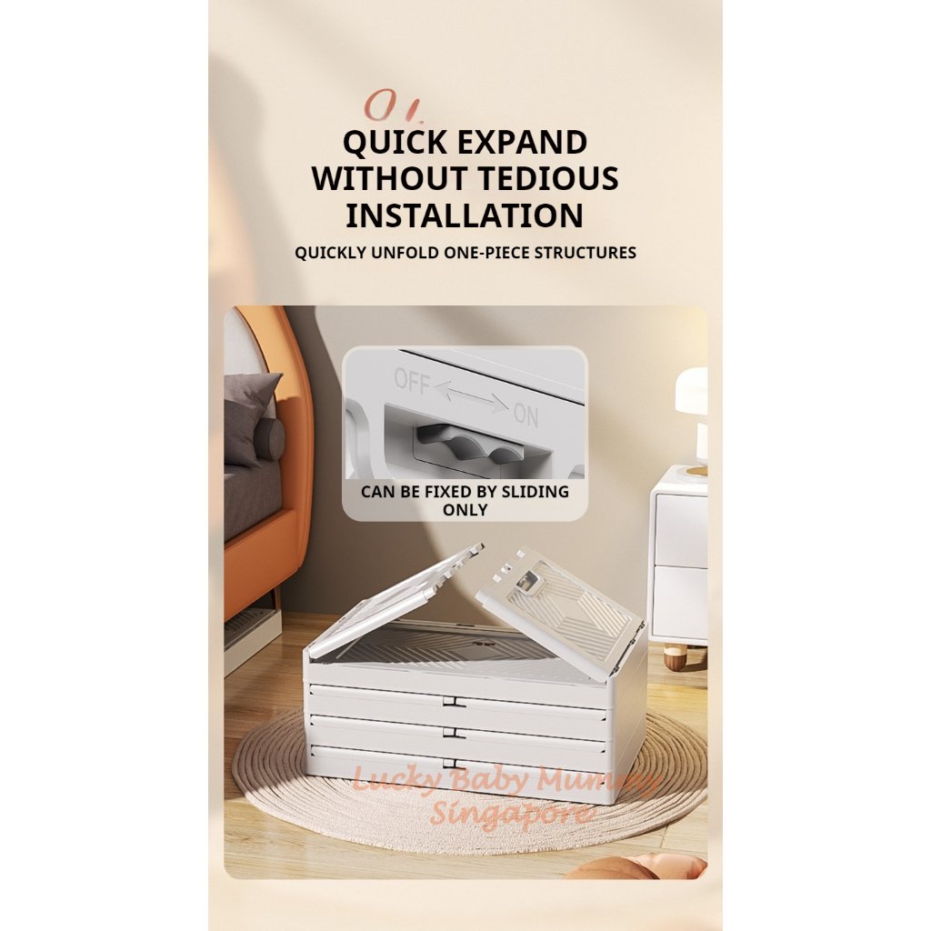 Stackable Folding Cabinet / Thickened Storage Cabinet / Home Organizer / Double Door Storage Box with Wheels