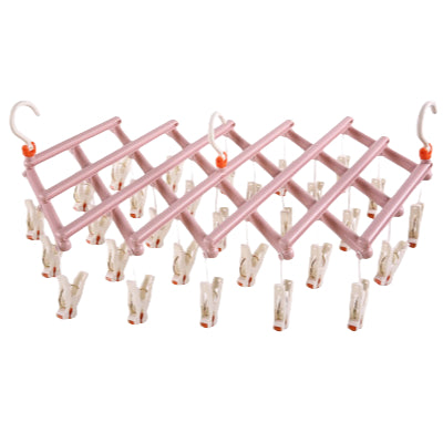 29 Clips Foldable Windproof Clothes Drying Plastic Rack / Plastic Sock Clips / Multi Clamp Clips Hanger