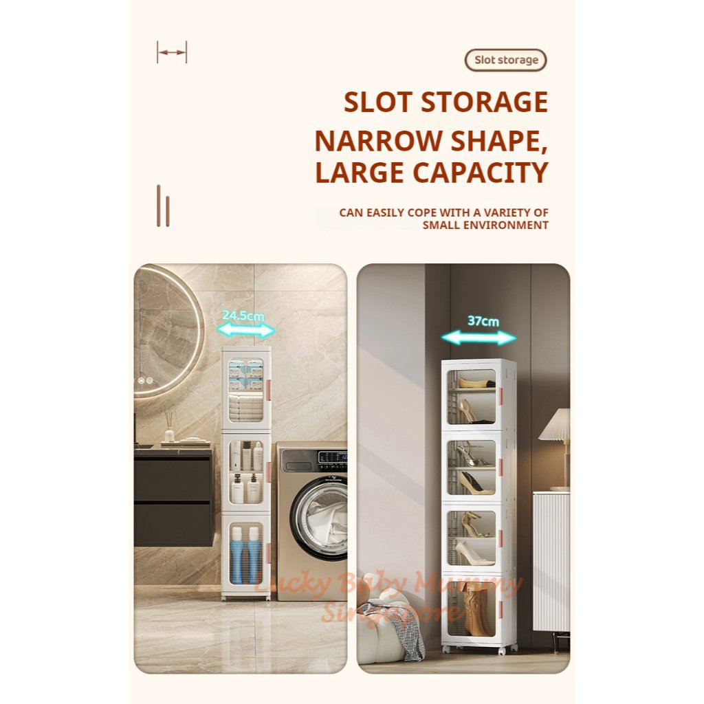 Narrow Slot Foldable Cabinet/Plastic Storage Drawers/Home Organizer/Stackable Transparent Storage Rack