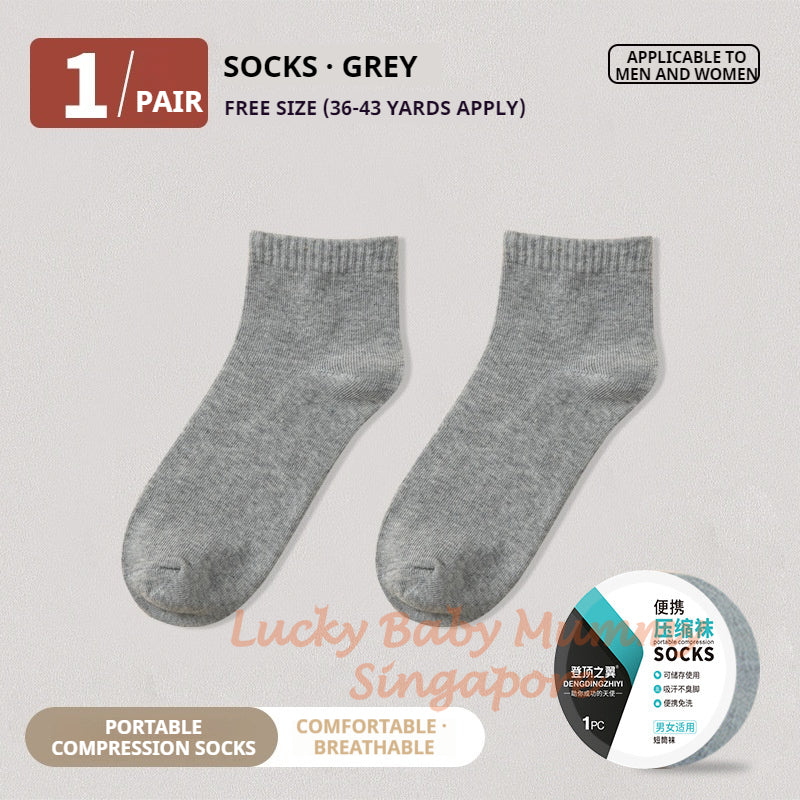 Portable Compression Socks/One-Time-Use Thin Cotton Disposable Sock/For Travel Portable Socks/Sweat-Absorbing Socks