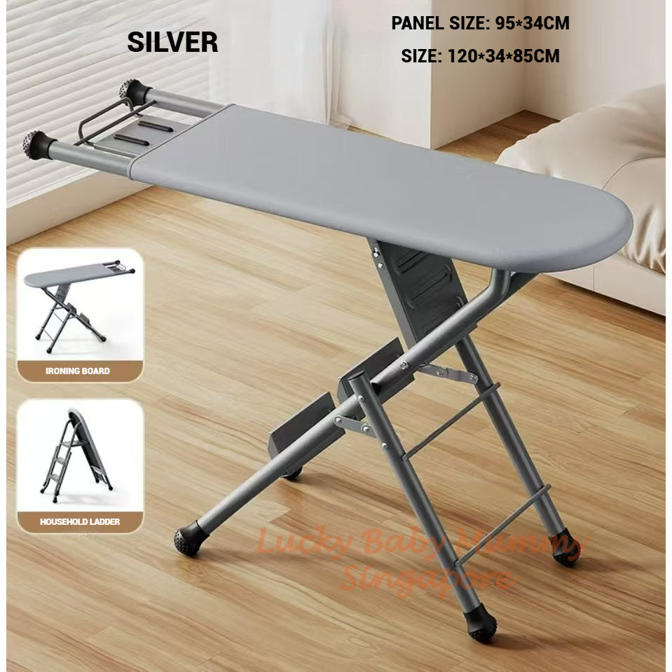 2 In 1 Ladder Ironing Board / Foldable Standing Ironing Board With Iron Rest / Dual-Use Ironing Board
