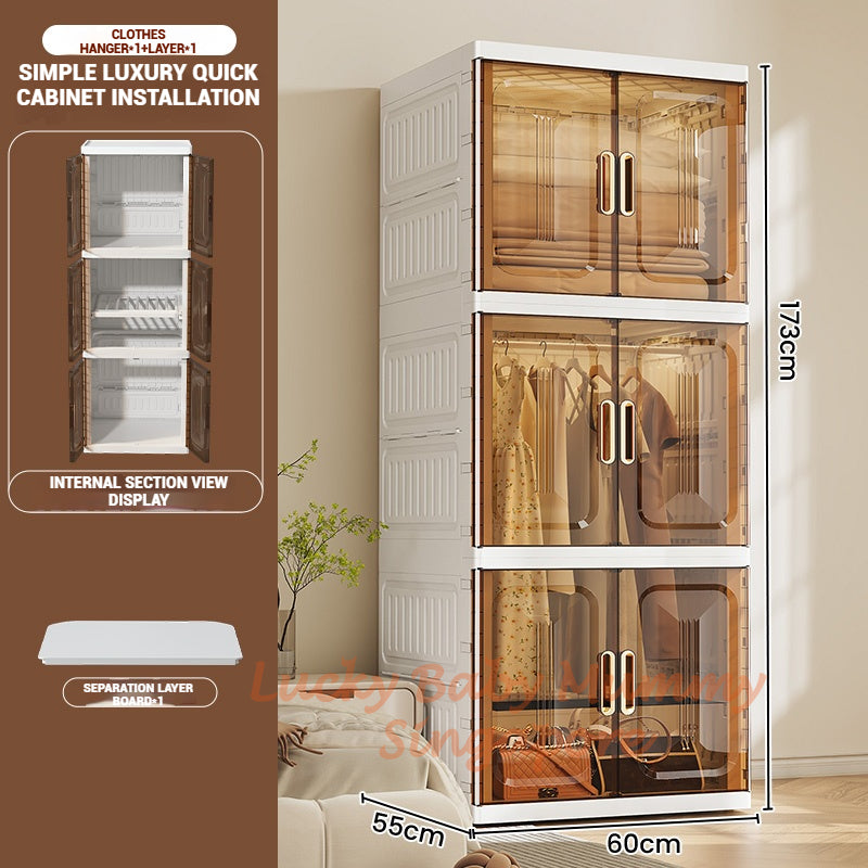 Foldable Large Wardrobe Cabinet with Adjustable Shelves