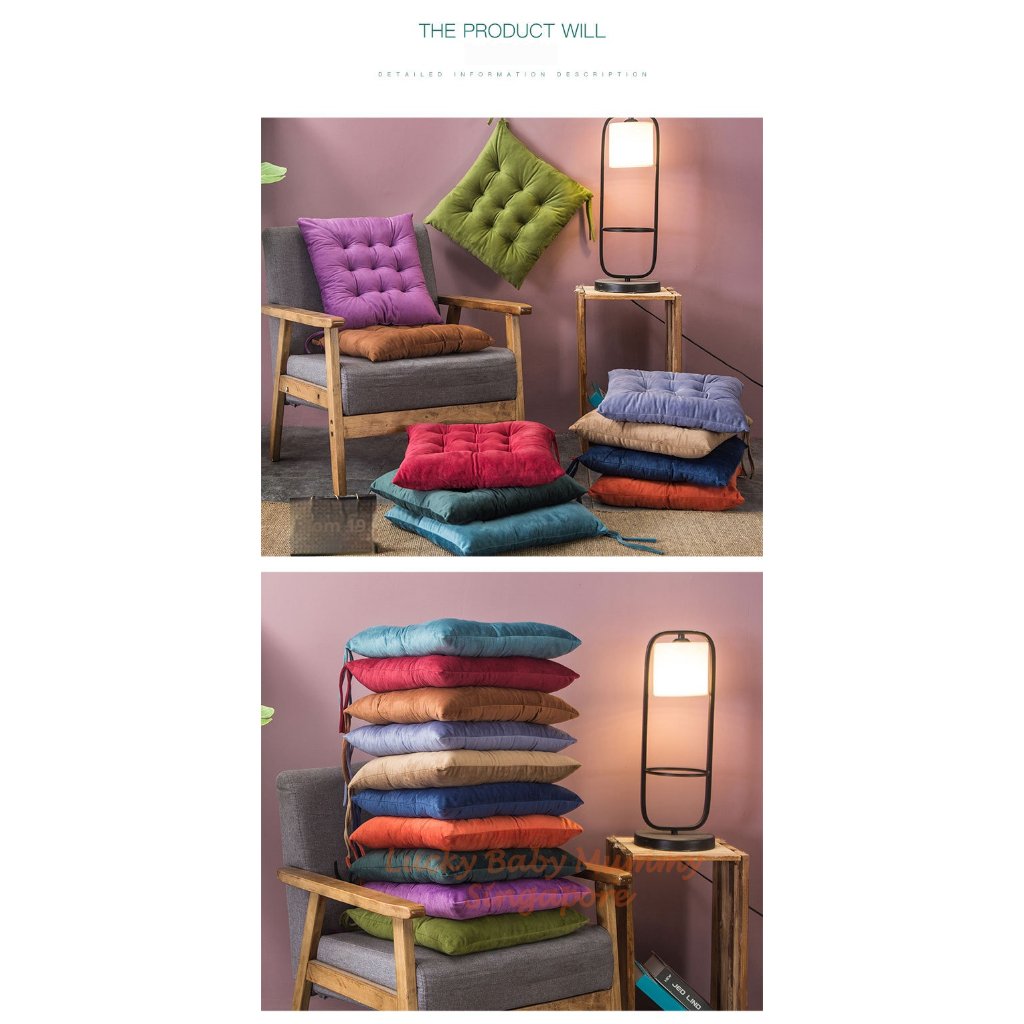 Crystal Velvet Square Chair Cushion / Cover Sofa Office Chair / Colourful Mat Pad / Pearl Cotton Cushion