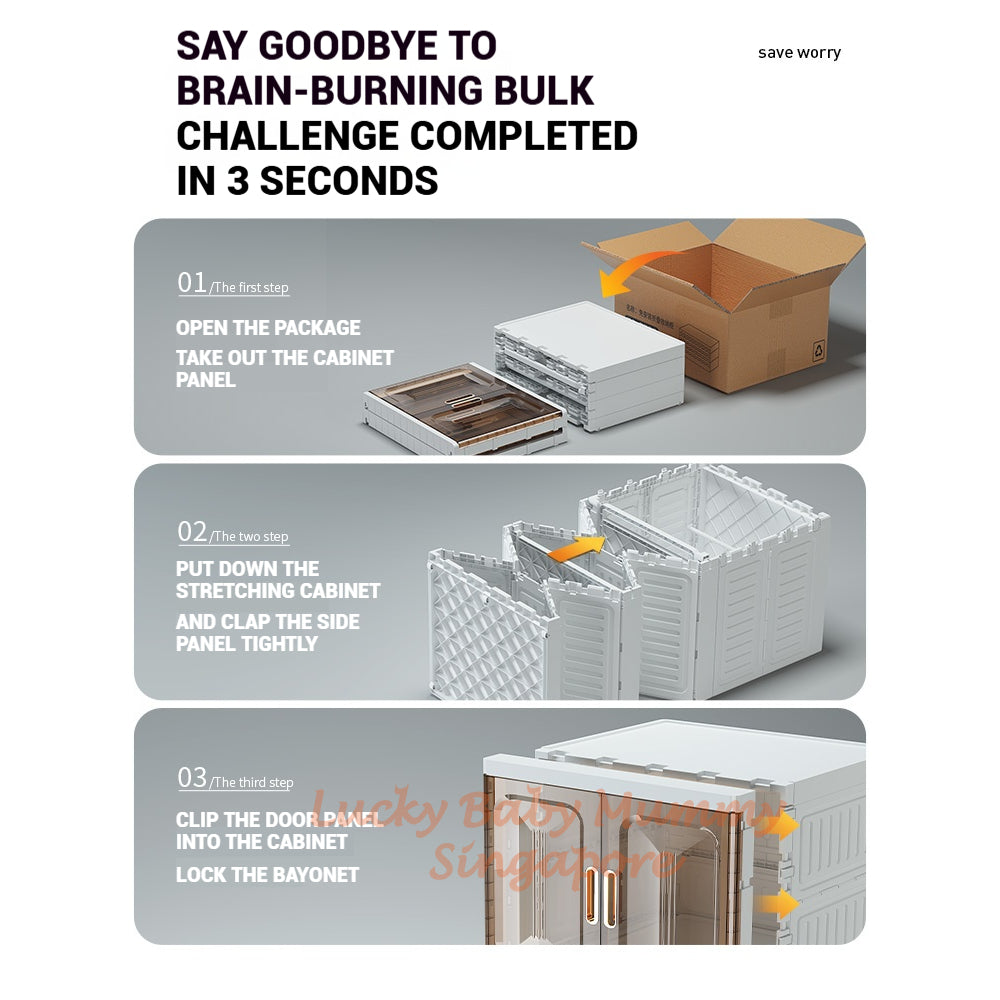 Foldable Large Wardrobe Cabinet with Adjustable Shelves