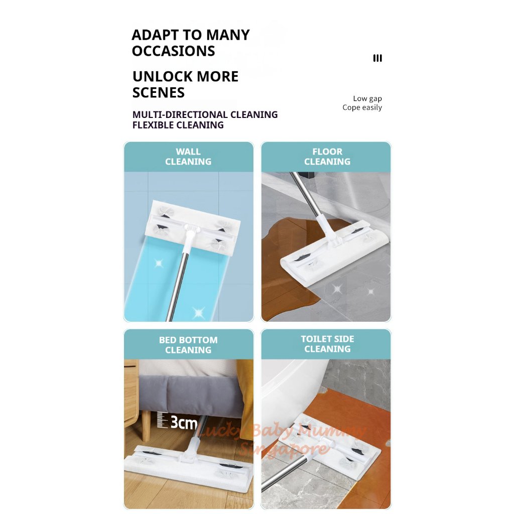 Multi-Fuctional Mop / Floor Cleaning Mop Wet & Dry Wipes / Detachable Mop Wiper/ 360° Cleaner Mop