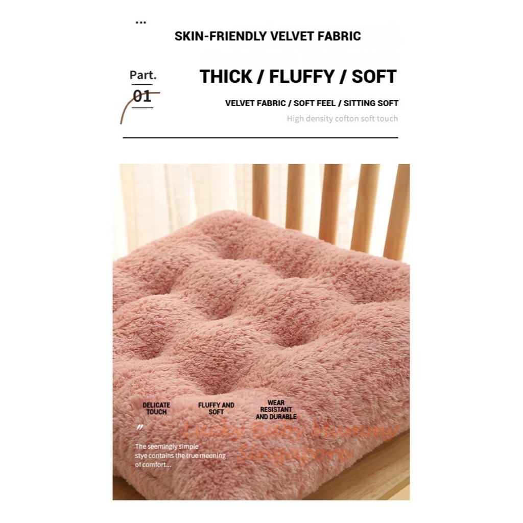 Velvet Solid Color Square Chair Cushion / Simple Crystal Velvet Seat Pad / Plush Cushion For Office, Study Chair