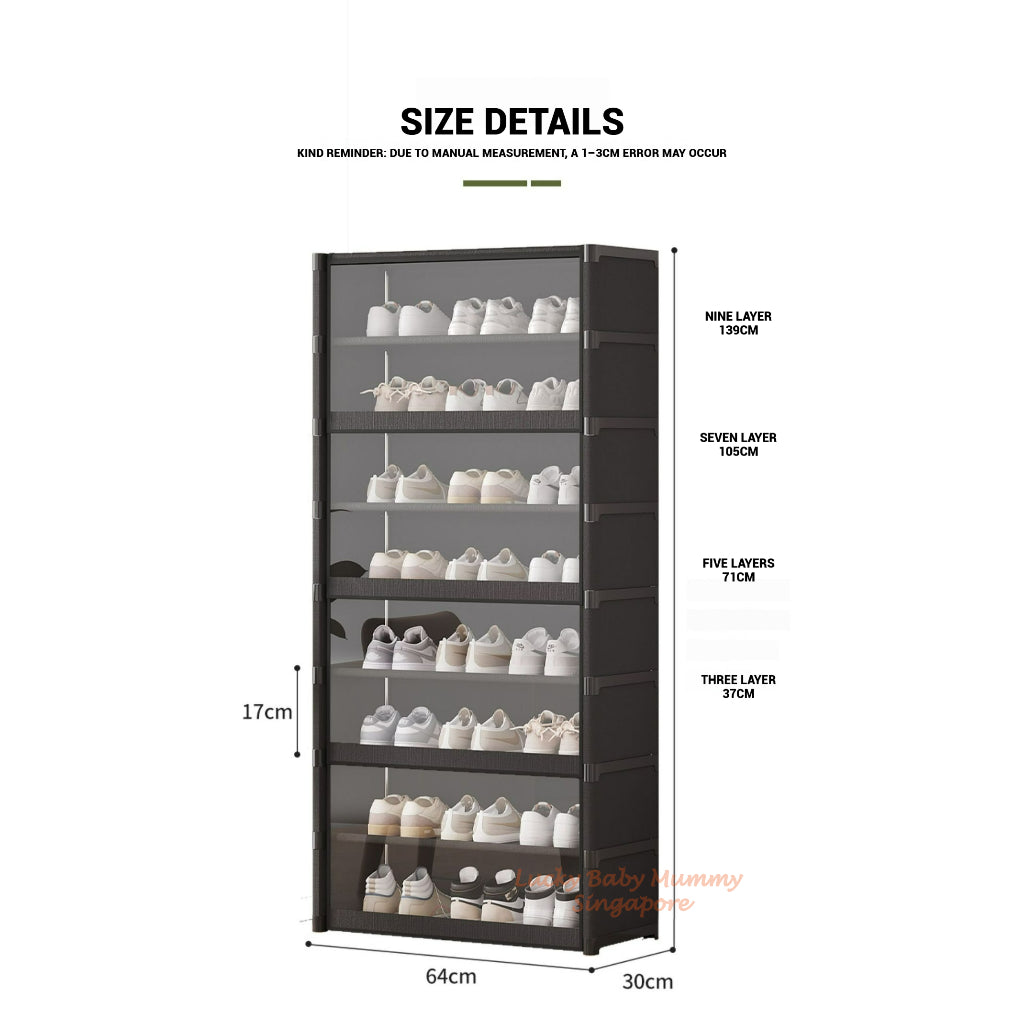 Flip Dustproof Shoe Cabinet with Clear Door