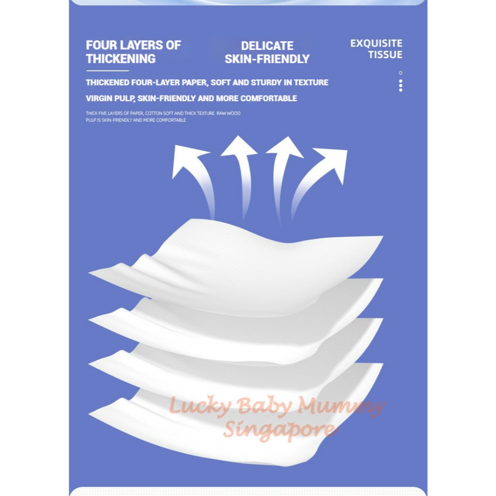 【6 Packs/Box】ManHua Blue Series 4-Ply 1280 Sheets Tissue Paper / Hanging Paper Towel / Hangable Napkin