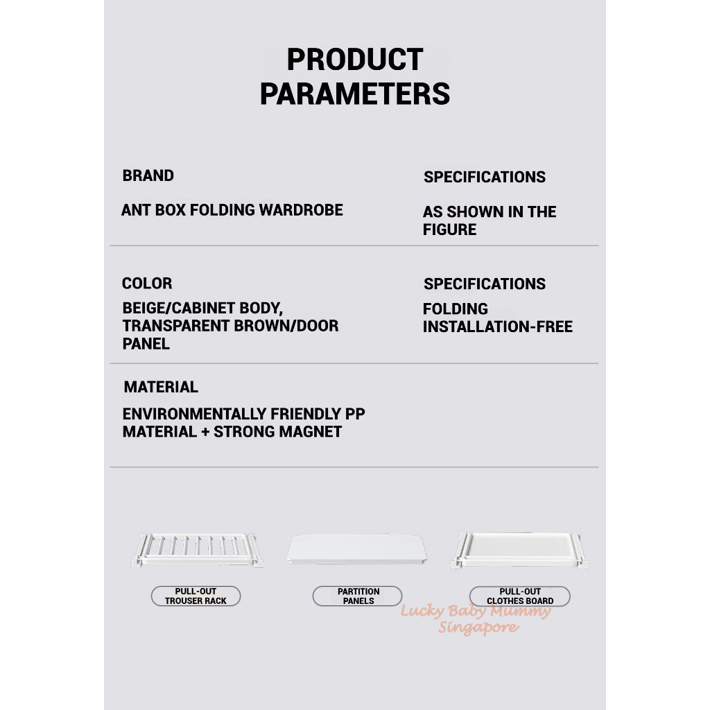 Foldable Large Wardrobe Cabinet with Adjustable Shelves