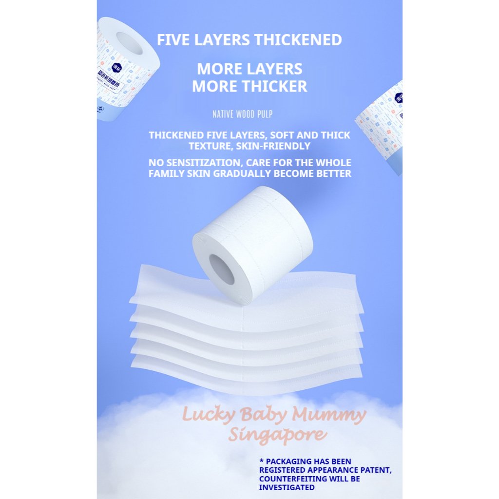 【24 Rolls/Box】ManHua Blue Series 5-Ply Toilet Paper Rolls 120g/ Household Napkin Paper/Facial Tissue