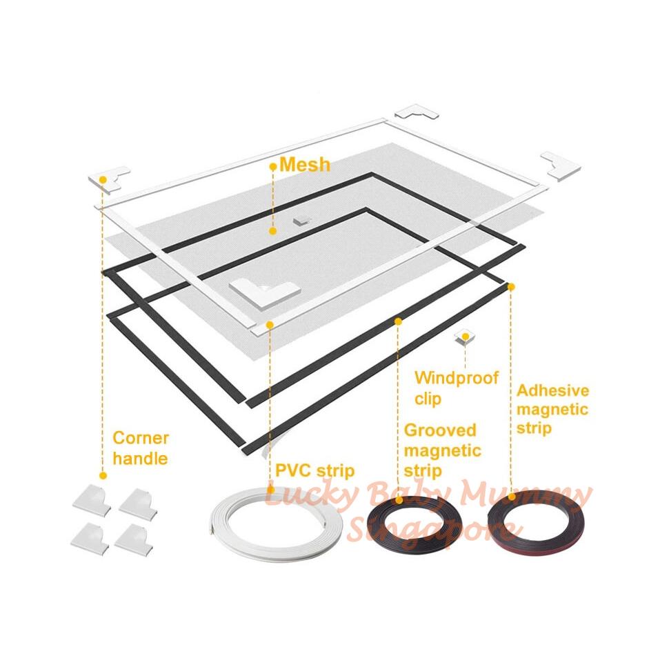 (NEW DESIGN) DIY Magnetic Window Screen With Small Opening Window / Insect Screen Kit / Mosquito Netting