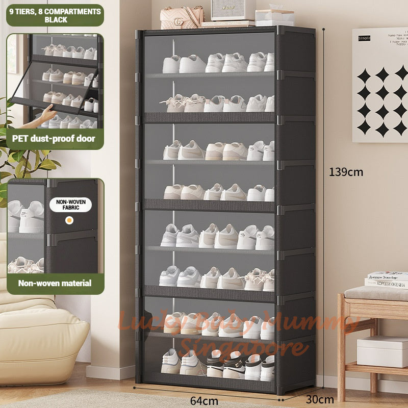 Flip Dustproof Shoe Cabinet with Clear Door