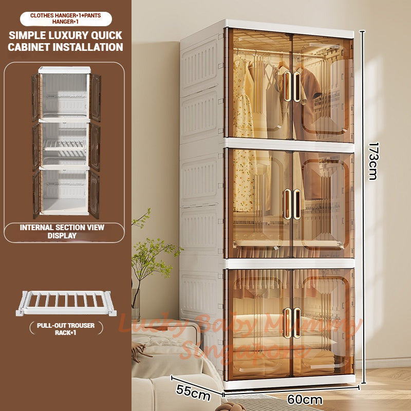 Foldable Large Wardrobe Cabinet with Adjustable Shelves