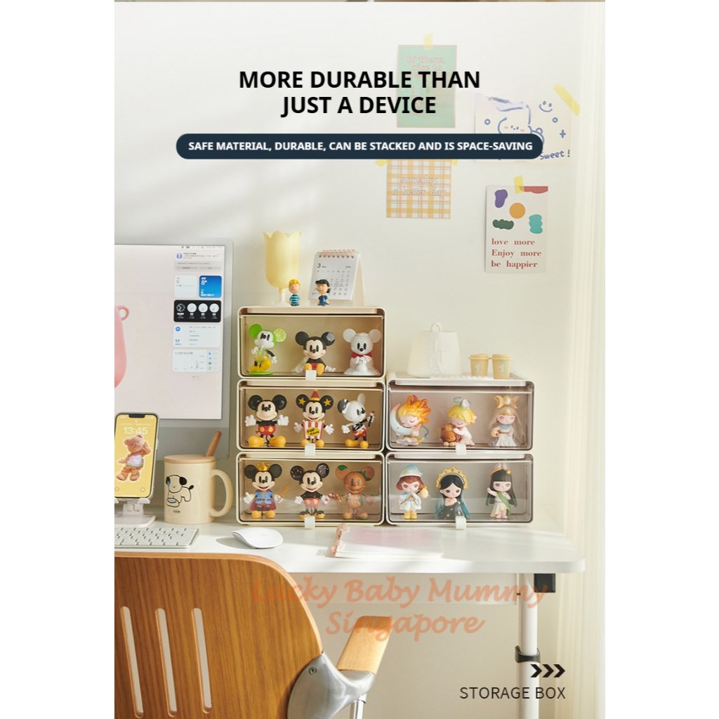 Desktop Figurine Display Storage Box / Pull Out Transparent Blind Box Display Drawer / POP MART Toy Display Rack