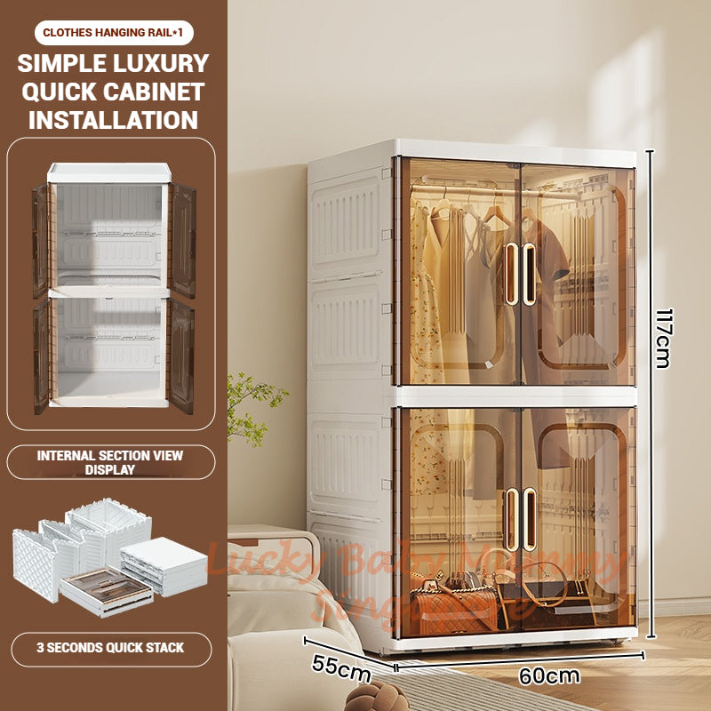 Foldable Large Wardrobe Cabinet with Adjustable Shelves
