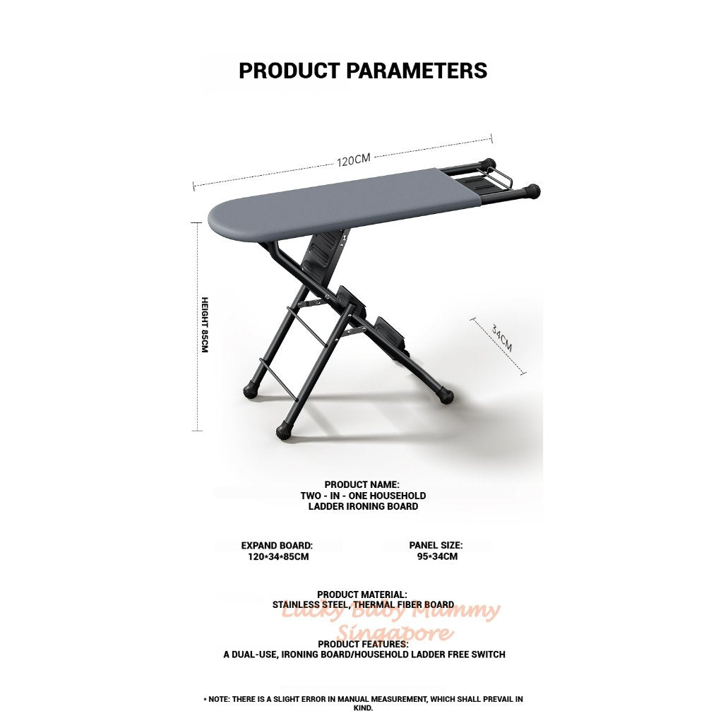 2 In 1 Ladder Ironing Board / Foldable Standing Ironing Board With Iron Rest / Dual-Use Ironing Board
