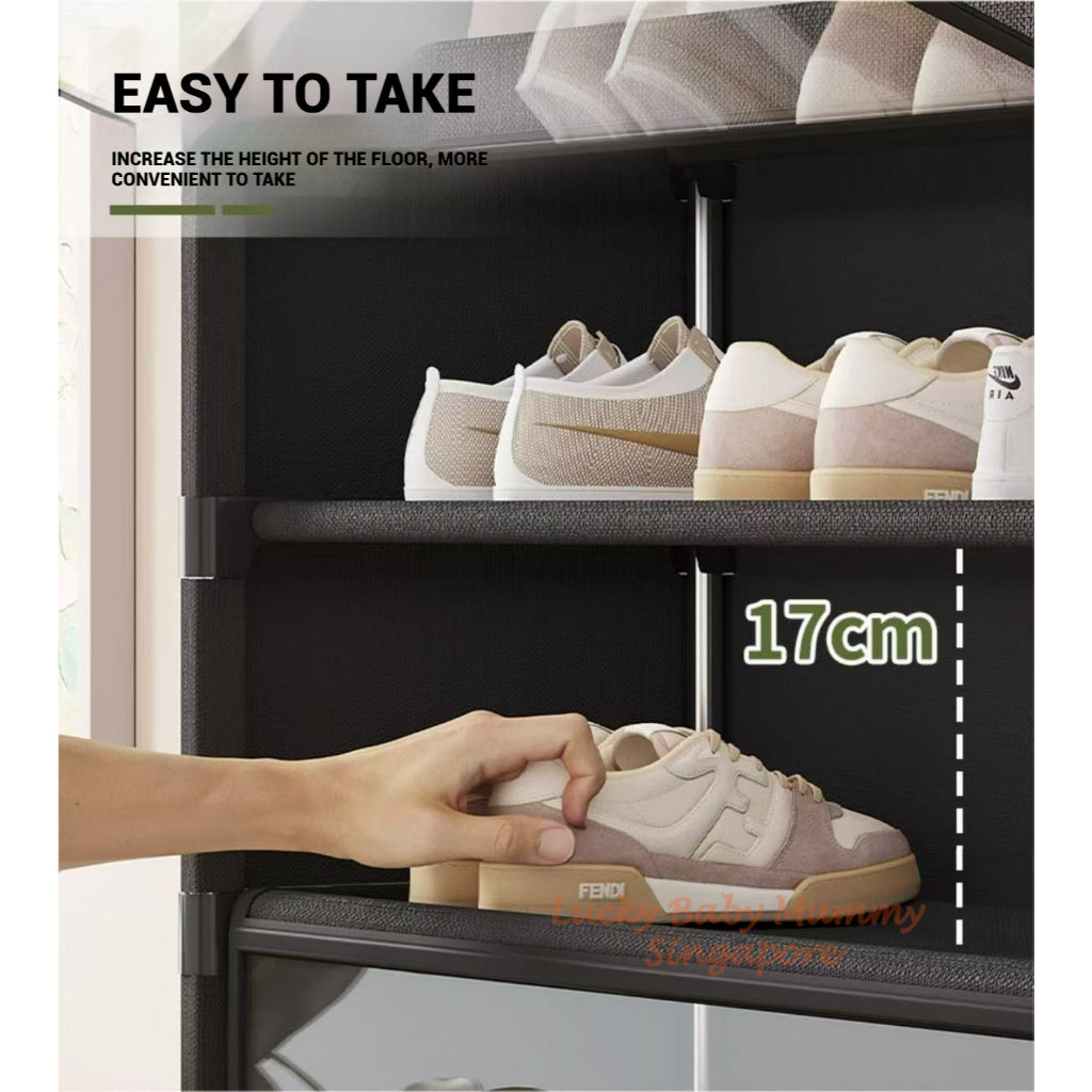 Flip Dustproof Shoe Cabinet with Clear Door