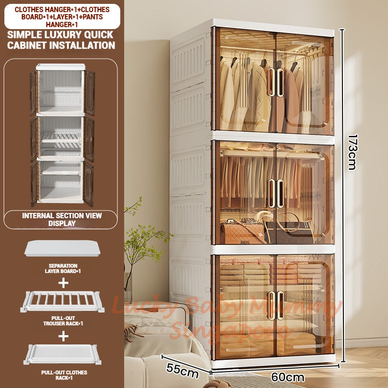 Foldable Large Wardrobe Cabinet with Adjustable Shelves