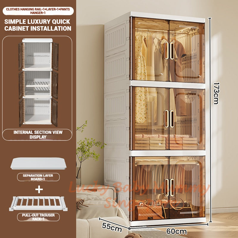 Foldable Large Wardrobe Cabinet with Adjustable Shelves