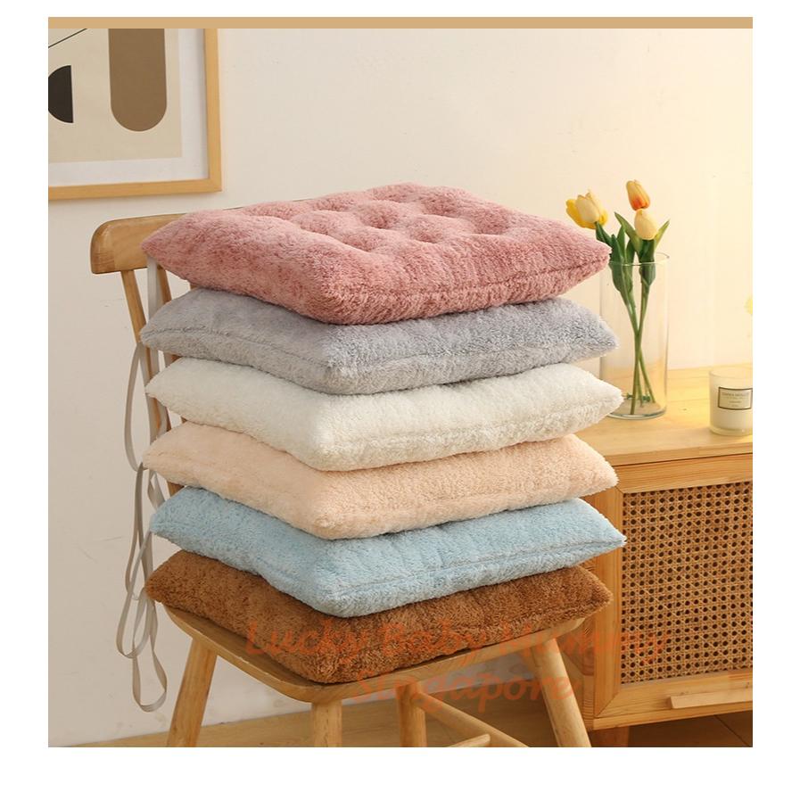 Velvet Solid Color Square Chair Cushion / Simple Crystal Velvet Seat Pad / Plush Cushion For Office, Study Chair