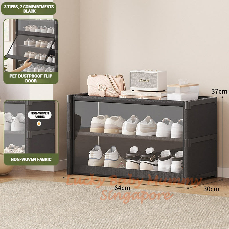 Flip Dustproof Shoe Cabinet with Clear Door