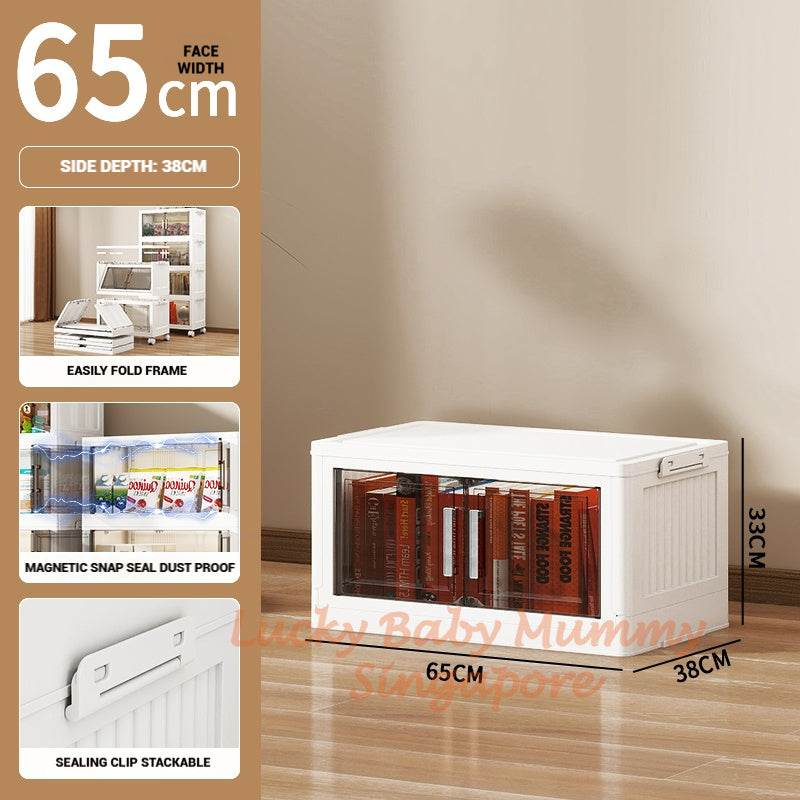 One-Piece Stackable Folding Cabinet / Foldable Storage Cabinet / Double Door Storage Drawer With Wheels