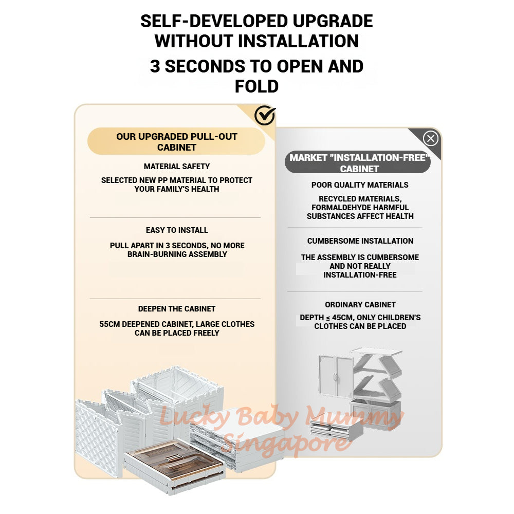 Foldable Large Wardrobe Cabinet with Adjustable Shelves