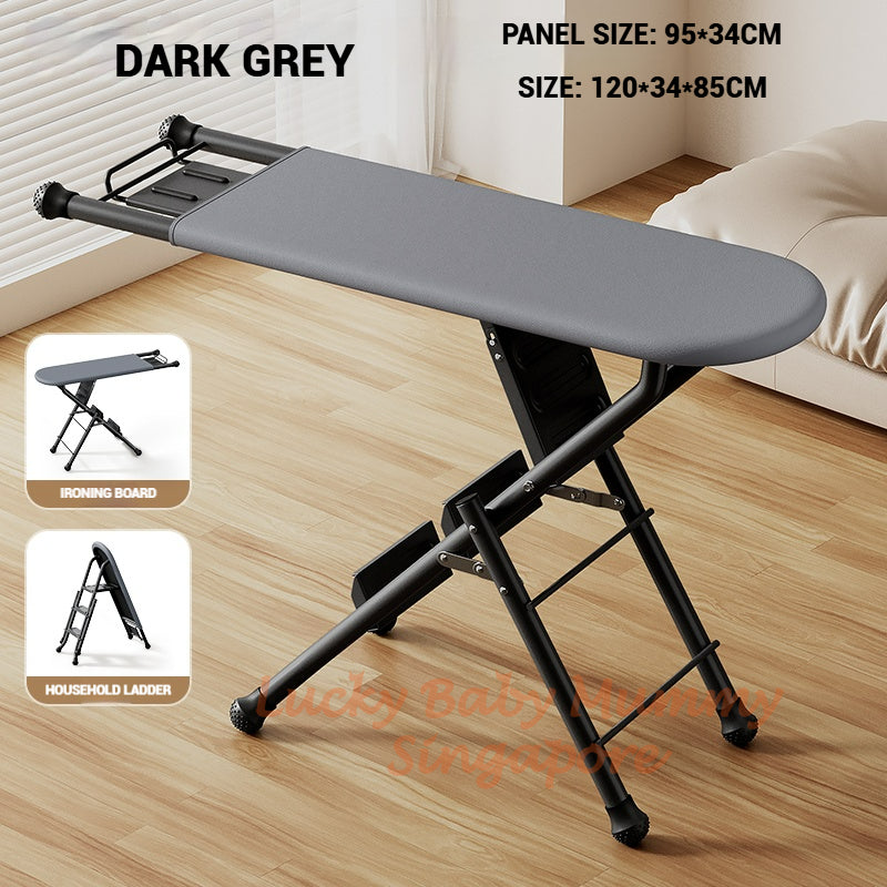2 In 1 Ladder Ironing Board / Foldable Standing Ironing Board With Iron Rest / Dual-Use Ironing Board