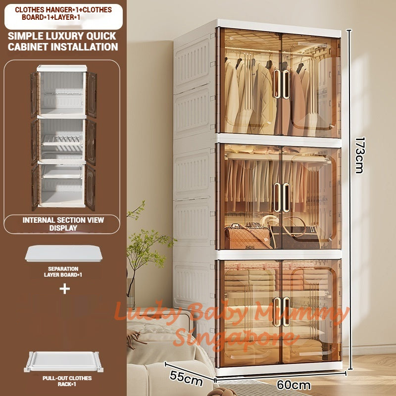 Foldable Large Wardrobe Cabinet with Adjustable Shelves