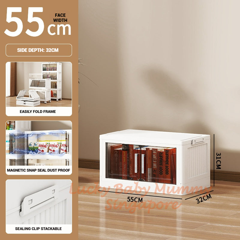 One-Piece Stackable Folding Cabinet / Foldable Storage Cabinet / Double Door Storage Drawer With Wheels