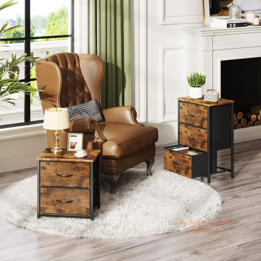 Fabric Drawer Side Table