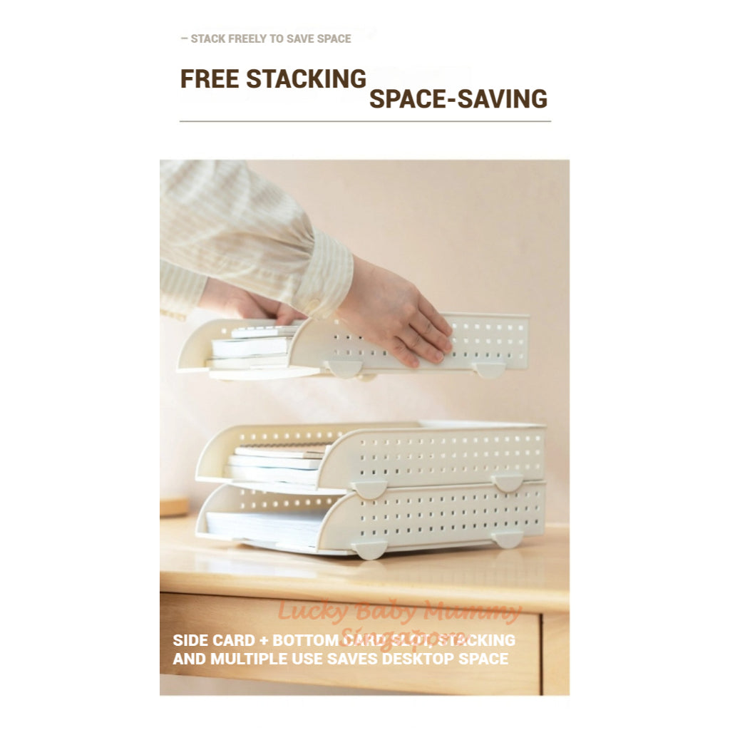 A4 Size Stackable File Tray Organizer | Multi-Layer Desktop Document Storage Rack