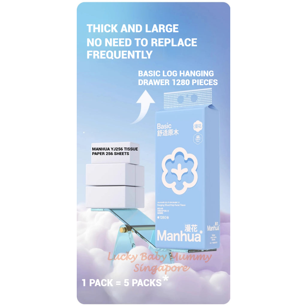 【6 Packs/Box】 ManHua Wood Pulp Hanging Tissue 4-ply 1280sheets