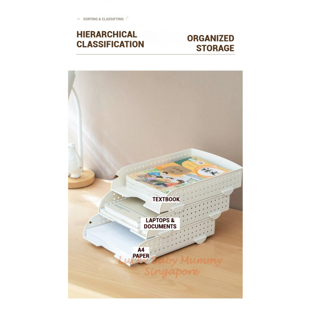 A4 Size Stackable File Tray Organizer | Multi-Layer Desktop Document Storage Rack