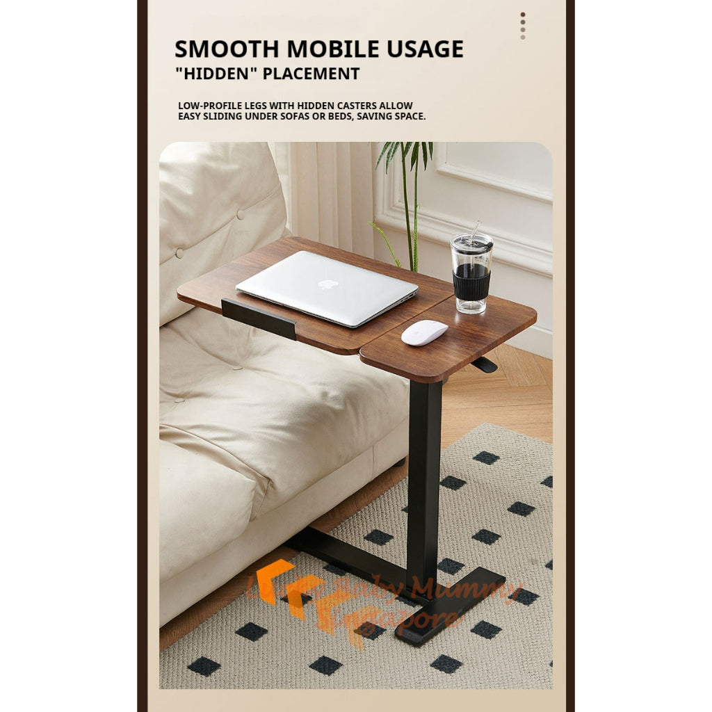 Upgraded Adjustable Height Bedside Table Lifting Desk/Movable Sofa Side Coffee Table with Wheels