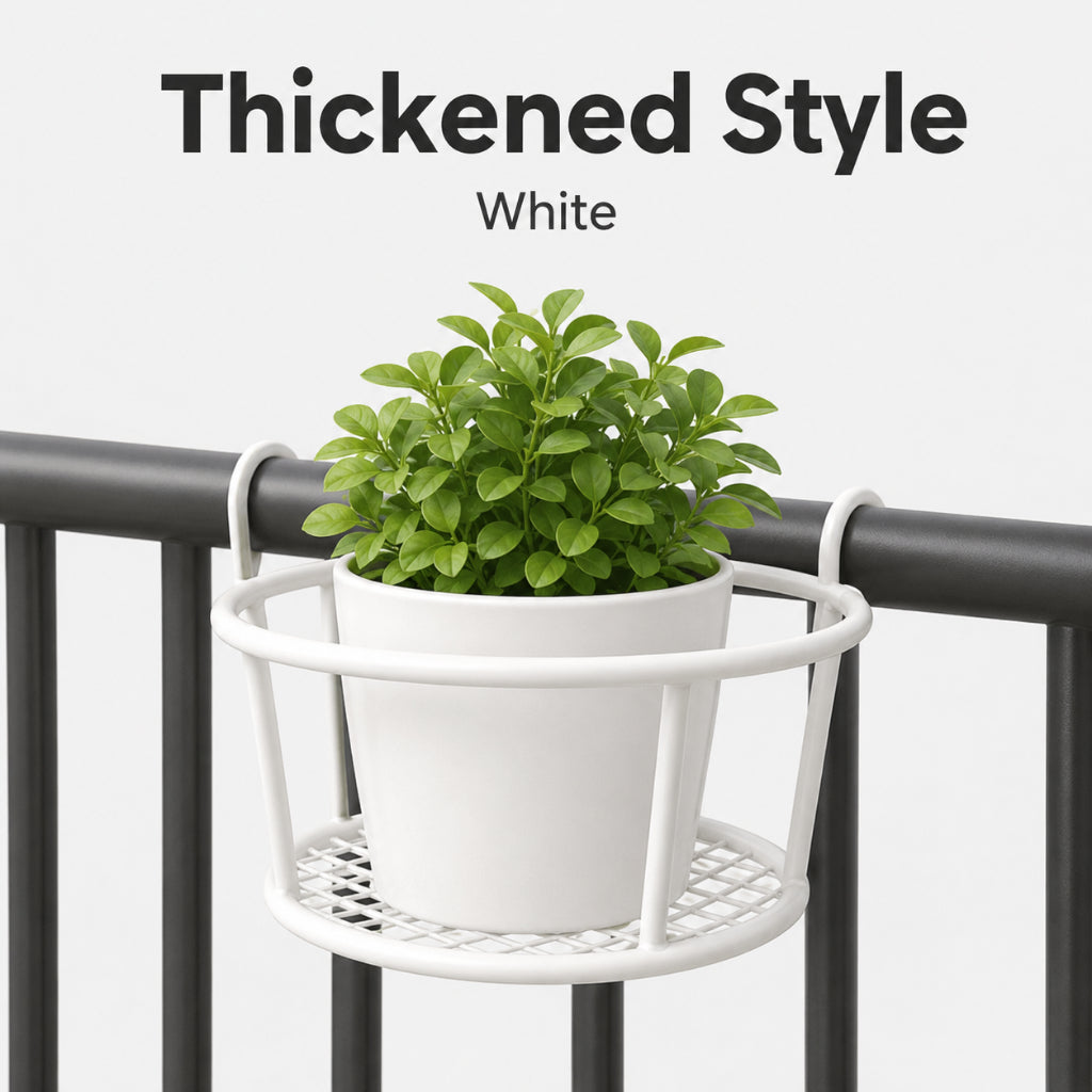 Balcony Railing Plant Rack - Thick White 3pcs