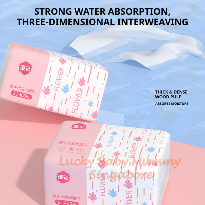 【30 Packs/Box】ManHua Pink Drawing Tissue 5-Ply 400 Sheets/Pack Thick Soft Facial Tissue