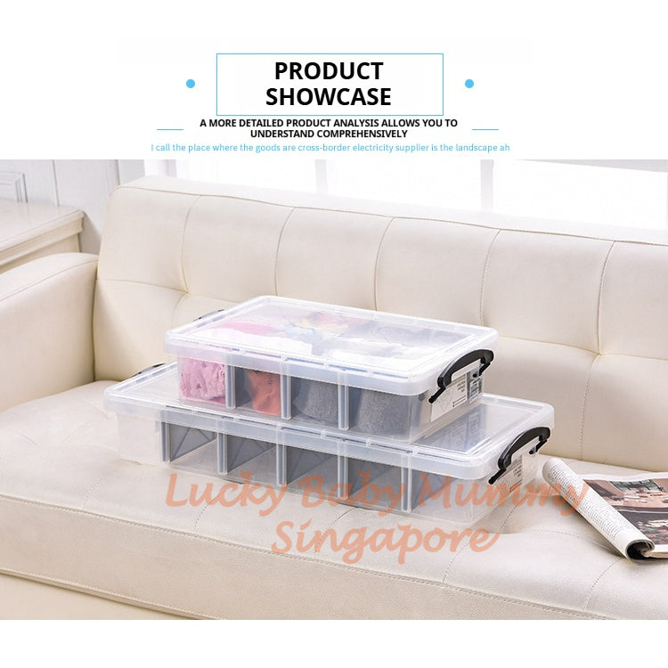 Transparent Compartment Storage Box With Lid/Underbed Large Capacity Organizer with wheels