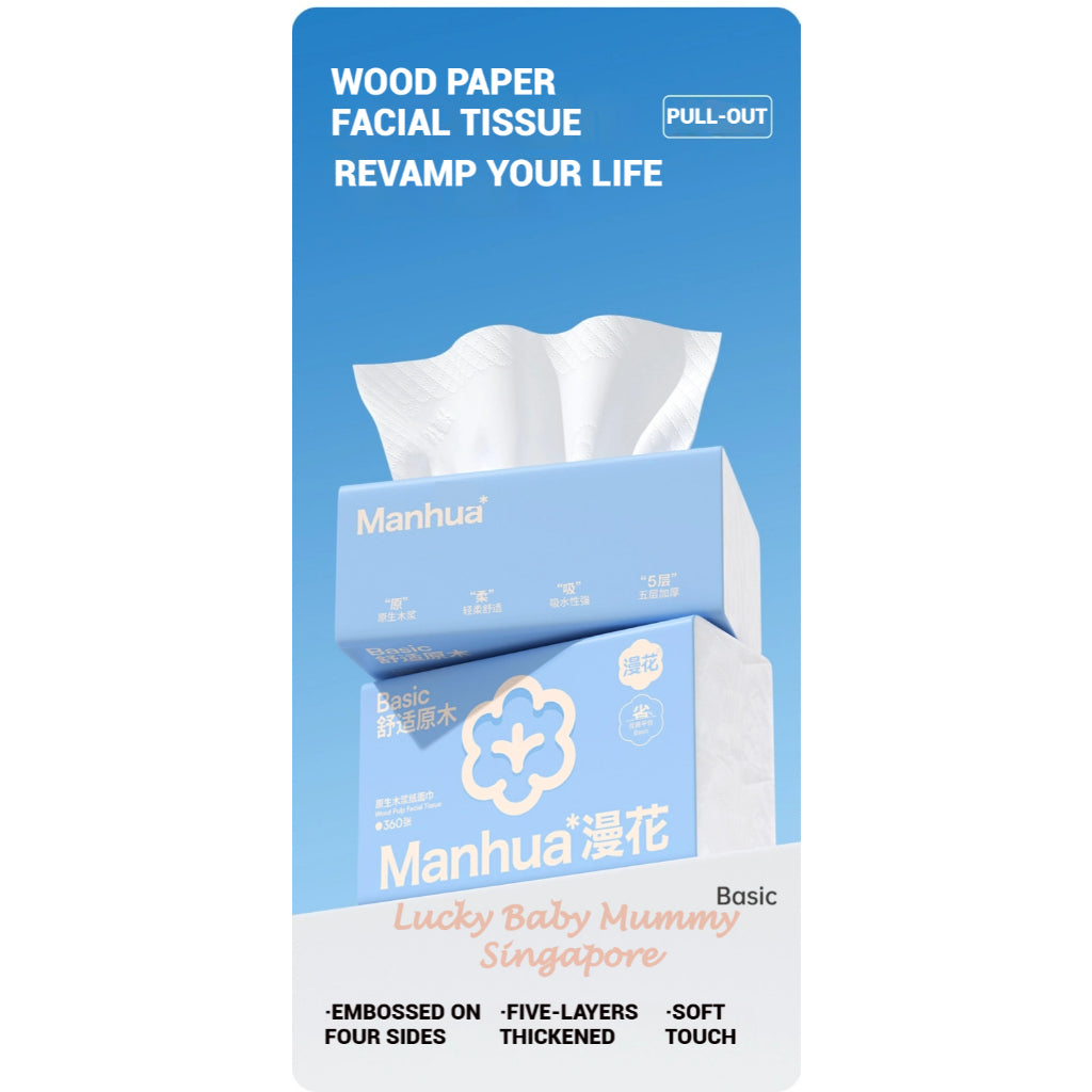 【24 Packs/Box】 ManHua Wood Pulp Drawing Tissue 5-ply 360sheets