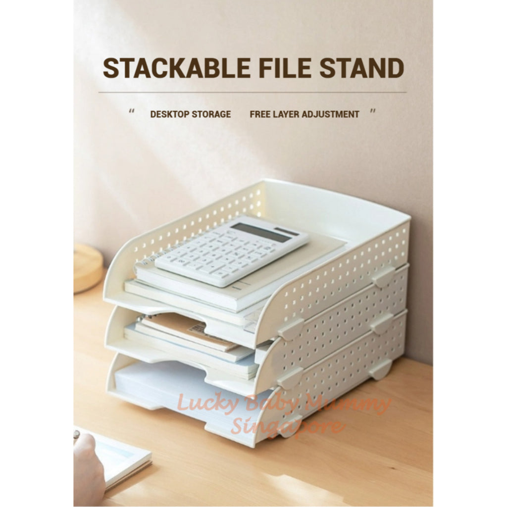 A4 Size Stackable File Tray Organizer | Multi-Layer Desktop Document Storage Rack
