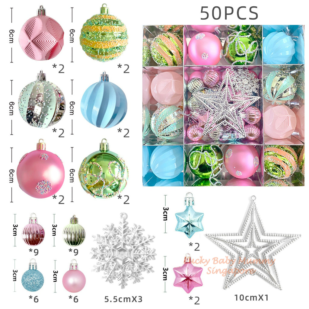 2025 Christmas Tree Balls Decorations Accessories Ornaments Lights Xmas Tree Top Star Party Decor